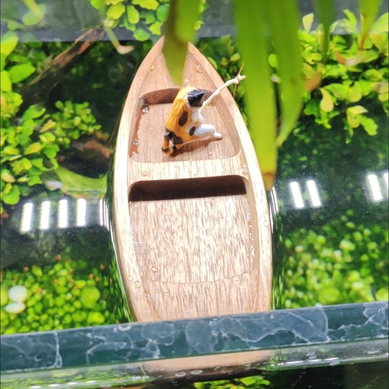 手作り木製ボートミニフローティングボートモデル漁師猫漁船水槽 - Fishing Boat Oar のレビューと価格