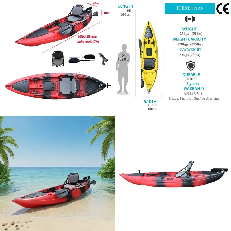 10フィートシングルシートシットオンフィッシングパドルカヤッ - Fishing Boat Paddle のレビューと価格